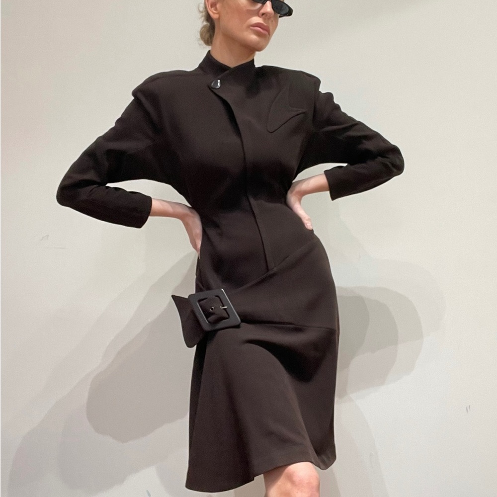Thierry Mugler Wool Belted Dress from the Fall 1989 collection